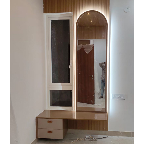 Wooden Dressing Table - Wood, Customizable Size, Rich Brown Color | Sleek Modern Design, High-Quality Craftsmanship for Sophisticated Spaces