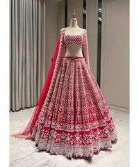 Red Bridal Lehenga With cutdana design