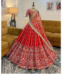 Red Bridal Lehenga With cutdana design