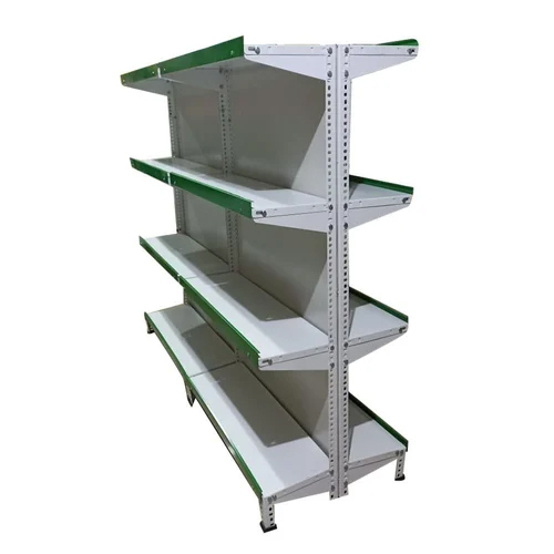8 Shelves Double Sided Display Rack - Color: White & Green