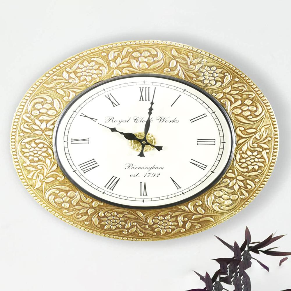 Royaloak Flat Brass Clock - Jpc-14 - Color: Gold/White