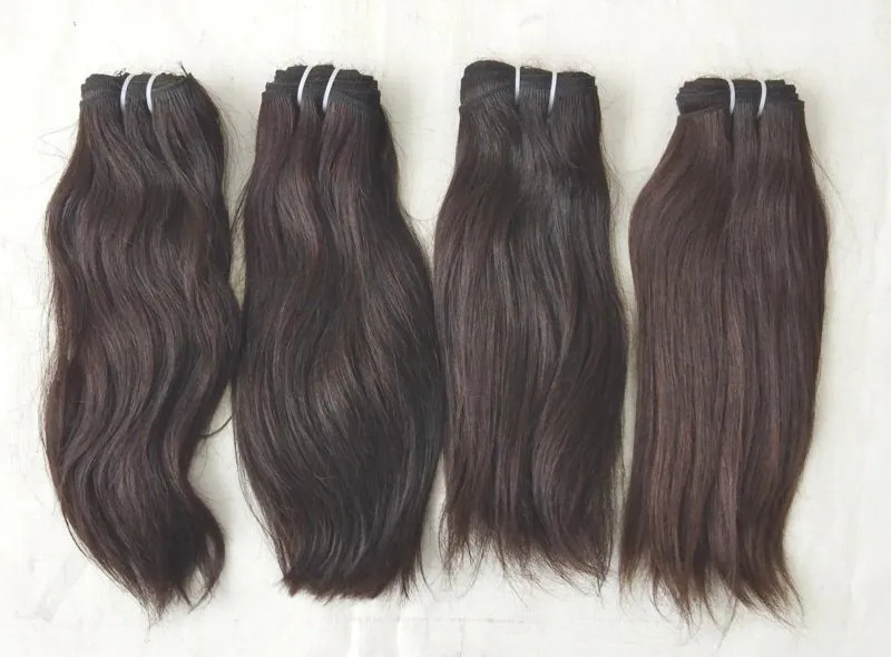 Straight Human Hair Bundles Indian Remy Sew In Weft Extensions 12-36inches