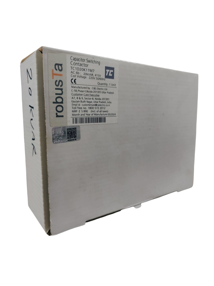 C&s Capacitor Tc1d20k11m7 - 415v, 20kvar Coil Voltage: 220v, 50/60hz | 1no + 1nc Configuration For Reliable Capacitor Switching
