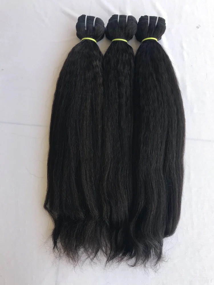 Black Single Donor Kinky Straight Human Hair Extension, 20 inch