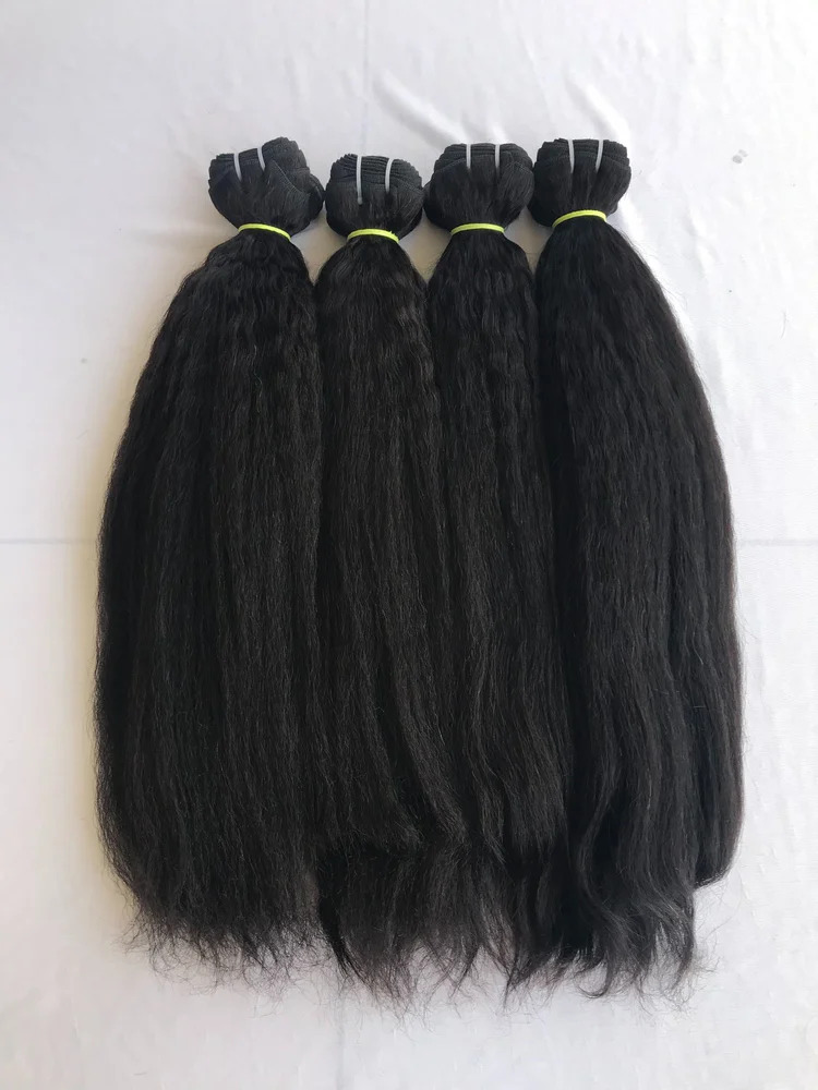 Black Single Donor Kinky Straight Human Hair Extension, 20 inch