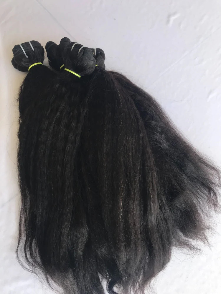 Black Single Donor Kinky Straight Human Hair Extension, 20 inch