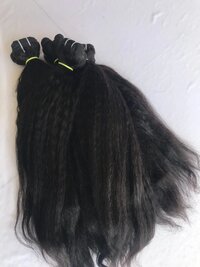 Black Single Donor Kinky Straight Human Hair Extension, 20 inch