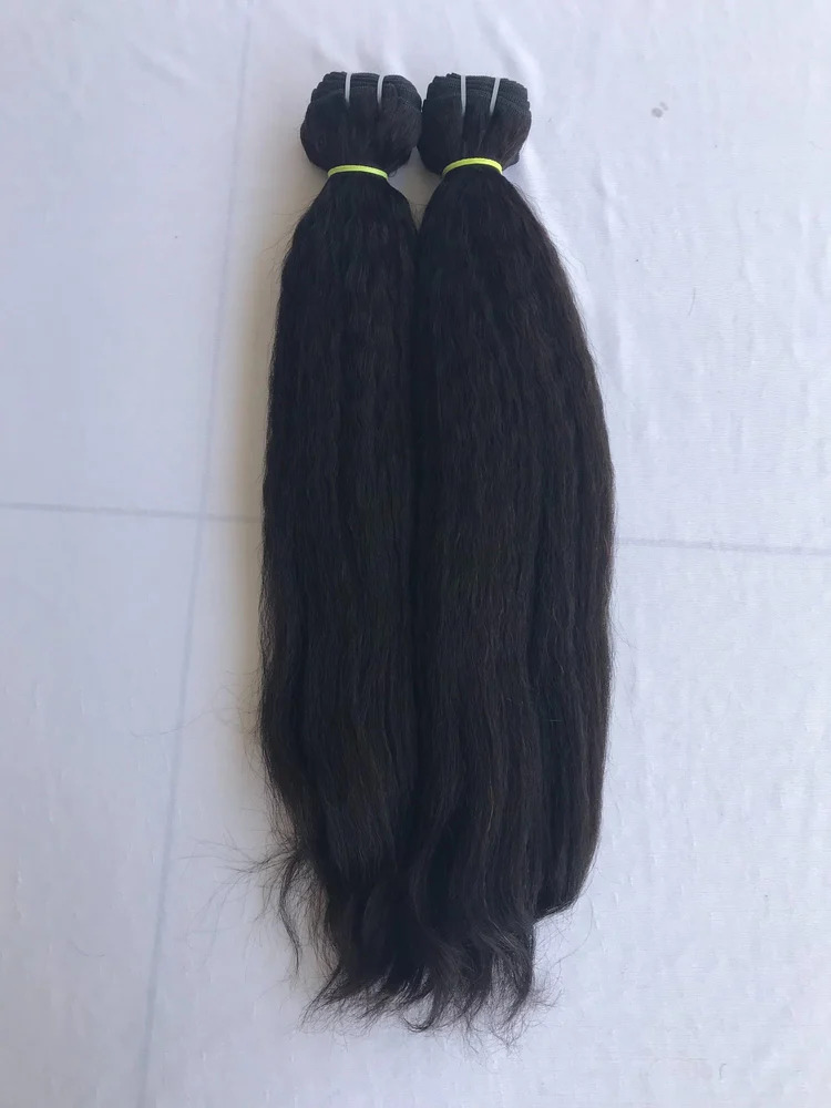 Black Single Donor Kinky Straight Human Hair Extension, 20 inch