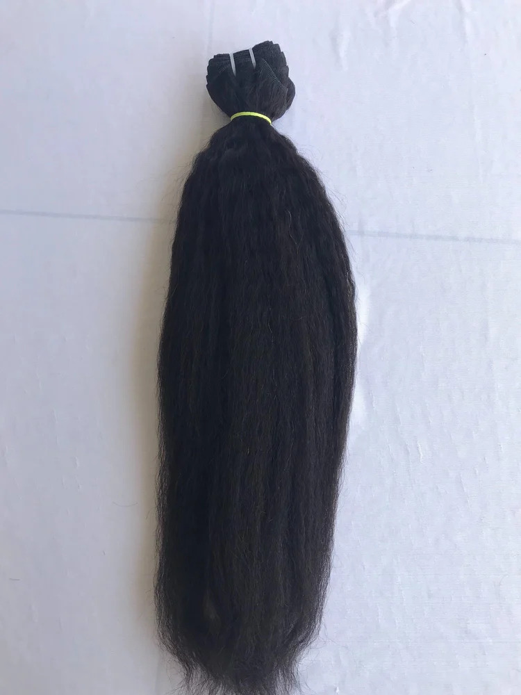 Black Single Donor Kinky Straight Human Hair Extension, 20 inch