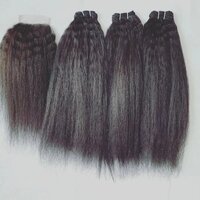 Black Machine Weft Kinky Straight Human Hair Single Donor Hair Wefts Extensions, 8-34 inch