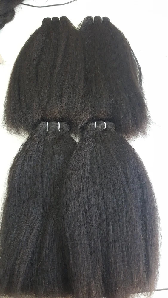 Black Machine Weft Kinky Straight Human Hair Single Donor Hair Wefts Extensions, 8-34 inch