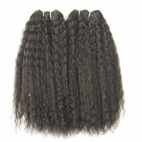 Black Machine Weft Kinky Straight Human Hair Single Donor Hair Wefts Extensions, 8-34 inch