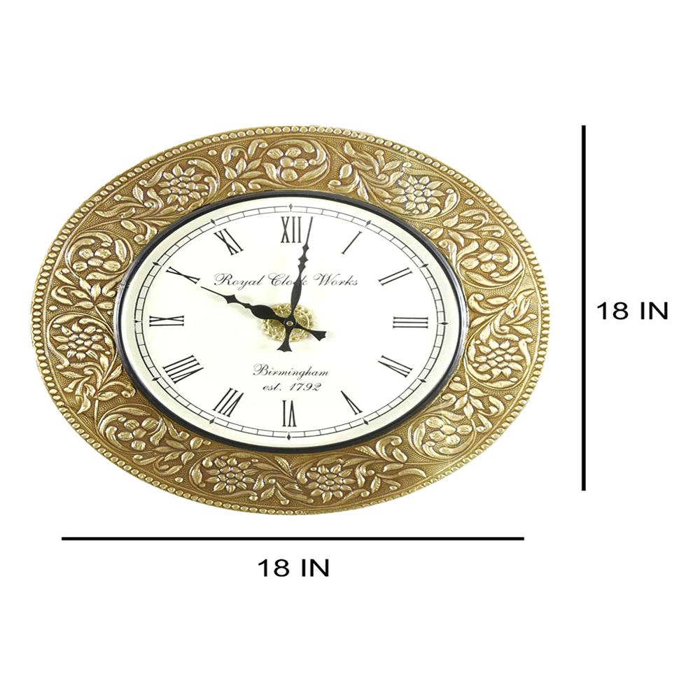 Royaloak Flat Brass Clock - Jpc-14 - Color: Gold/white