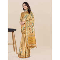 Yellow And Green Floral Saree - Color: Multicolor