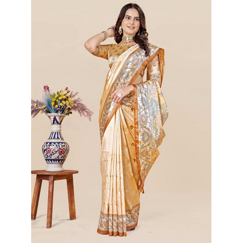 Brown And Orange Saree