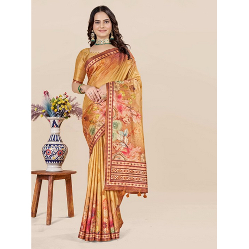 Yellow And Red Saree - Color: Multicolor