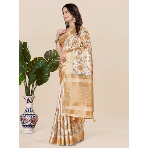 Camel Brown And Gold-toned Saree