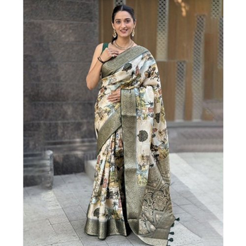 Ethnic Motifs Woven Design Zari Mysore Silk Saree