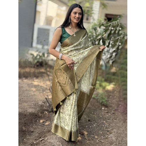 Woven Design Yellow Mysore Silk Saree