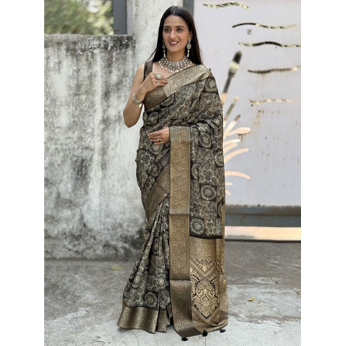 Coffee Brown Mysore Silk Saree - Design: Trendy