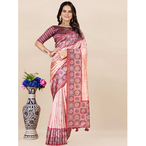 Ethnic Motifs Traditional Block Print Saree