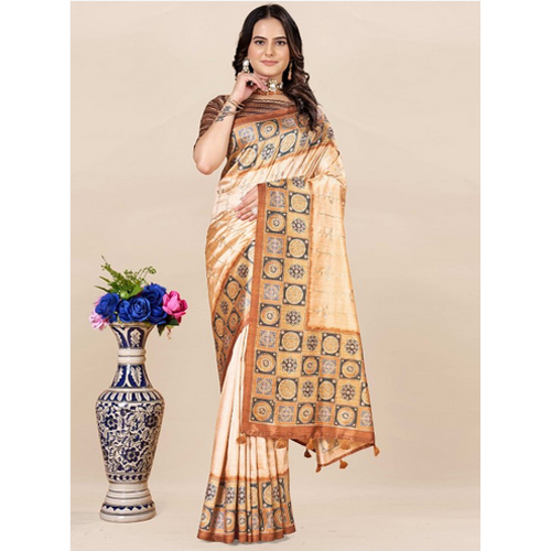 Ethnic Motifs Block Print Saree