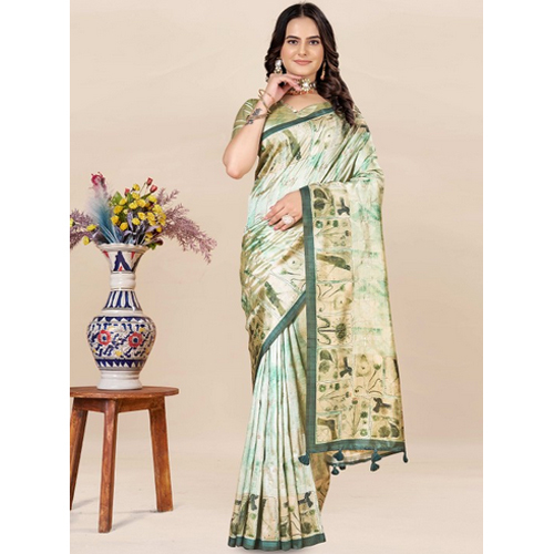 Green And Gold-toned Saree