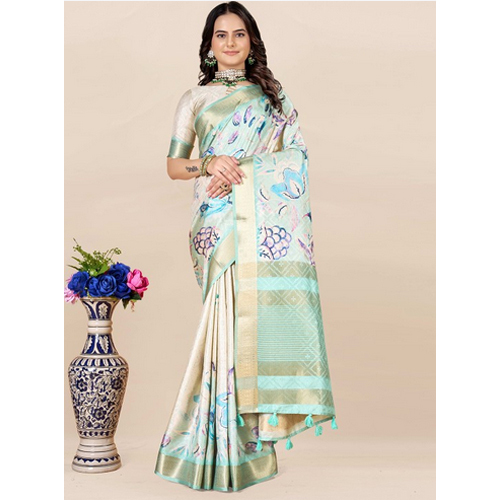 Turquoise Blue And Navy Blue Saree