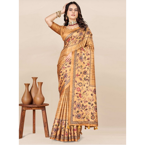 Gunmetal-toned And Brown Saree