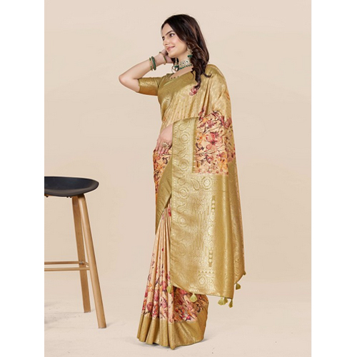 Green And Red Tussar Saree
