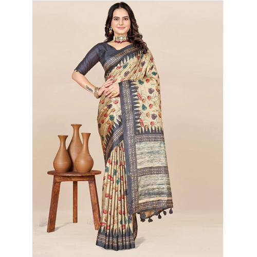 Floral Printed Zari Festive Saree