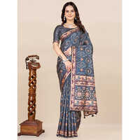 Art Silk Ikat Saree - Color: Blue