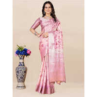 Floral Woven Design Zari Saree - Color: Light Pink