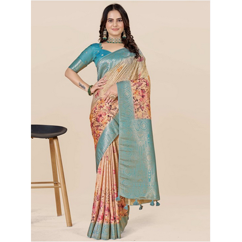 Floral Zari Art Silk Tussar Saree