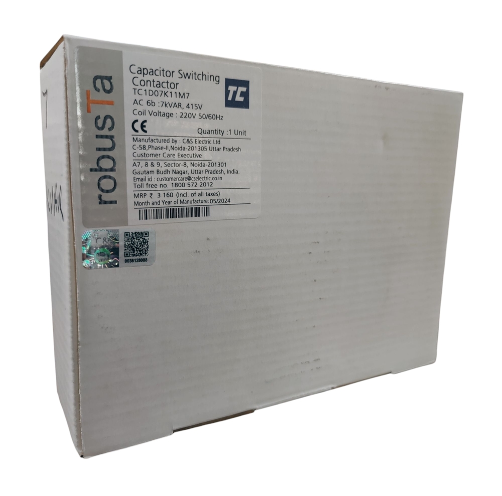 C&s Capacitor Tc1d07k11m7 - 415v, 7kvar, Coil Voltage: 220v, 50/60hz, 1no+1nc Configuration | Reliable Capacitor Switching Contactor