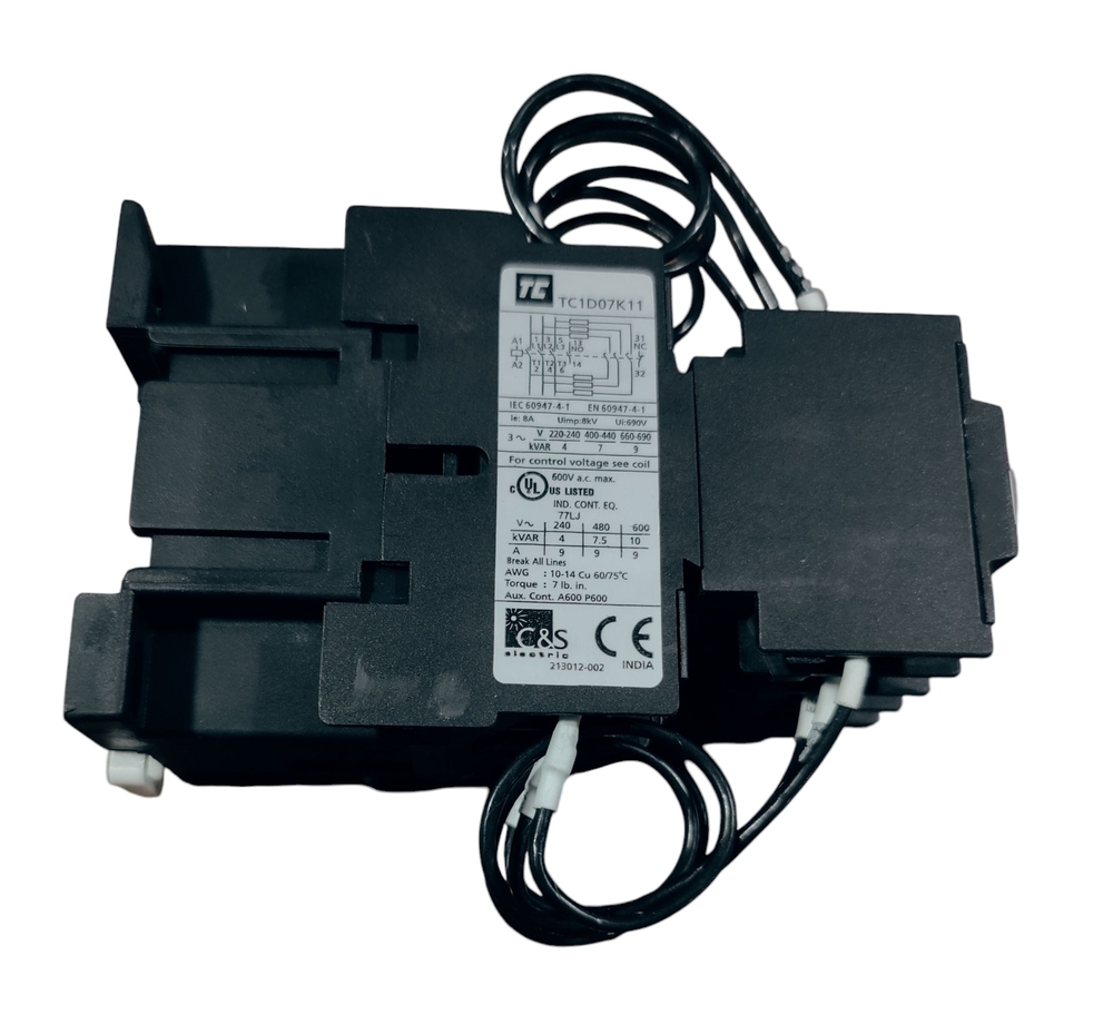 C&s Capacitor Tc1d07k11m7 - 415v, 7kvar, Coil Voltage: 220v, 50/60hz, 1no+1nc Configuration | Reliable Capacitor Switching Contactor
