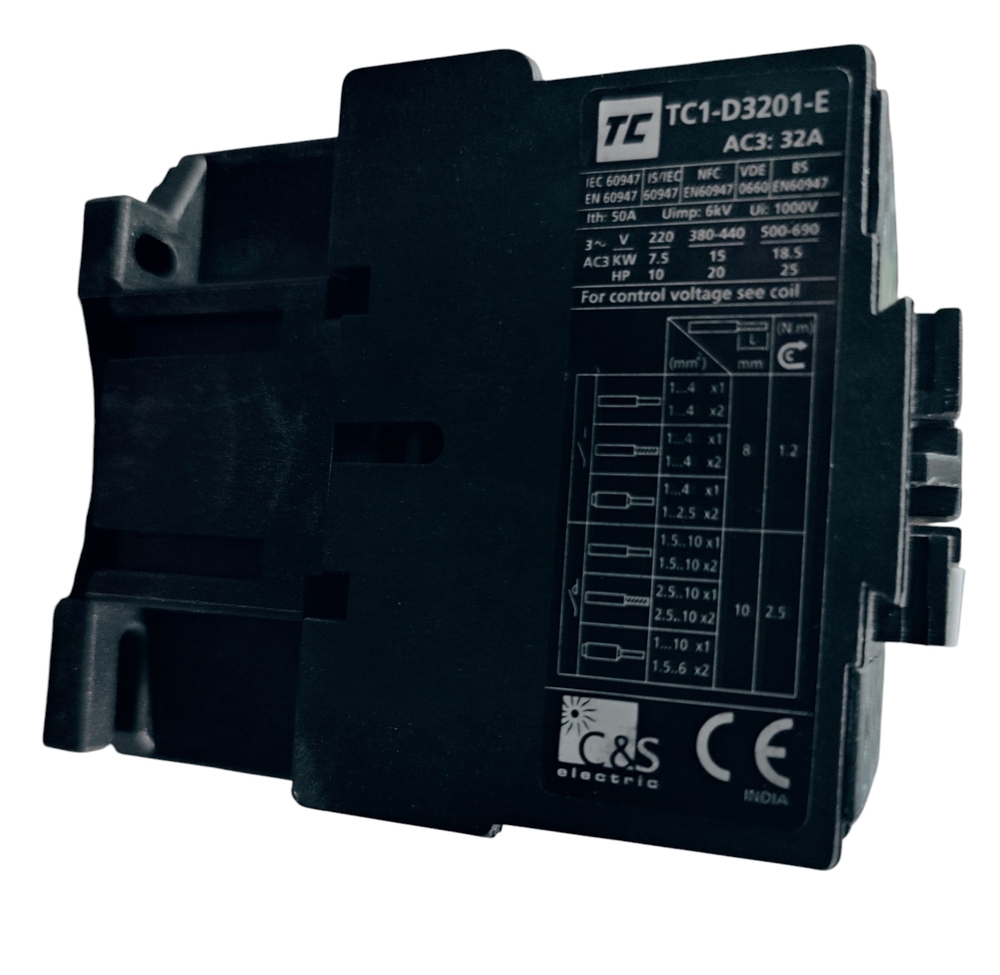 C&s Contactor Tc1d3201em7 - 32a, 415v, 15kw, Coil Voltage 220v, 50/60hz | Single Unit Ac3 Contactor For Industrial Applications