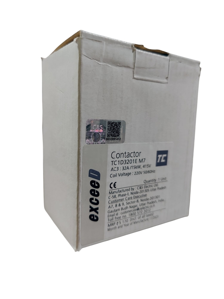C&s Contactor Tc1d3201em7 - 32a, 415v, 15kw, Coil Voltage 220v, 50/60hz | Single Unit Ac3 Contactor For Industrial Applications