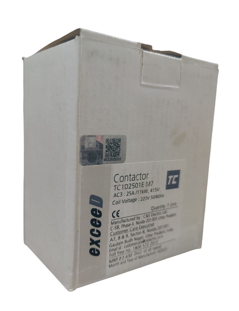 C&s Contactor Tc1d2501e M7 - 415v, 25a, 11kw Coil Voltage: 220v, 50/60hz | Single Unit, Reliable Performance For Industrial Applications