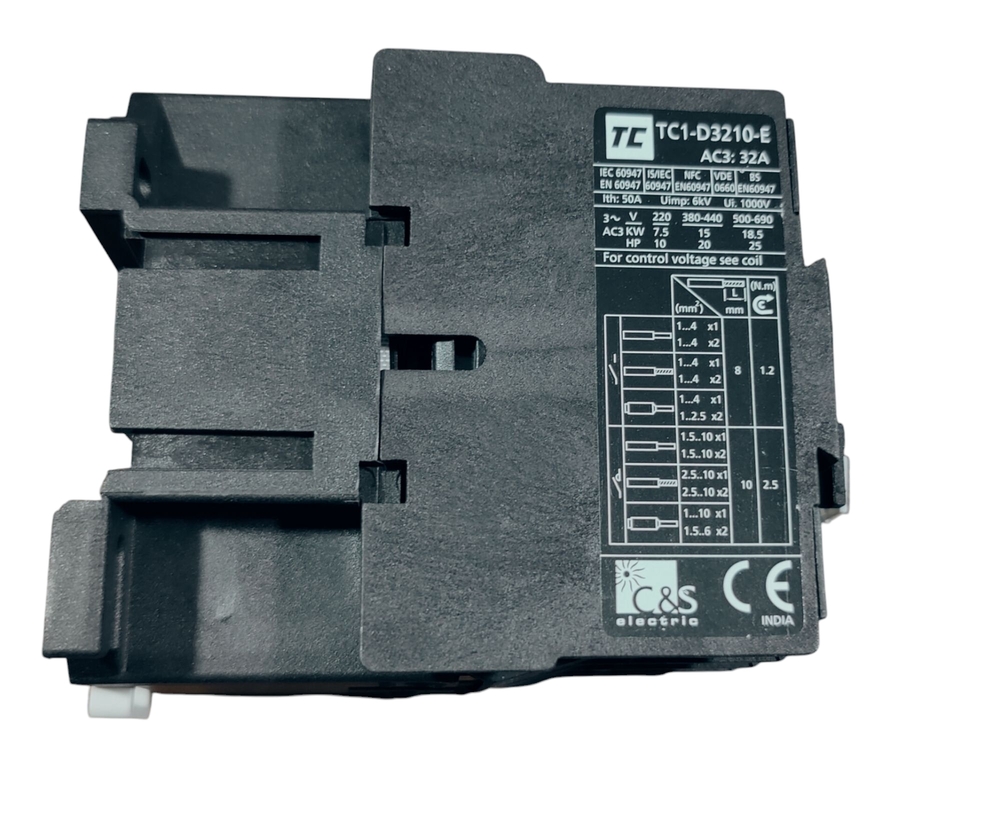 C&s Contactor Tc1d3210ee5 - 415v, 32a, 15kw | Coil Voltage: 48v, Frequency: 50hz, Single Unit For Reliable Ac Switching Applications