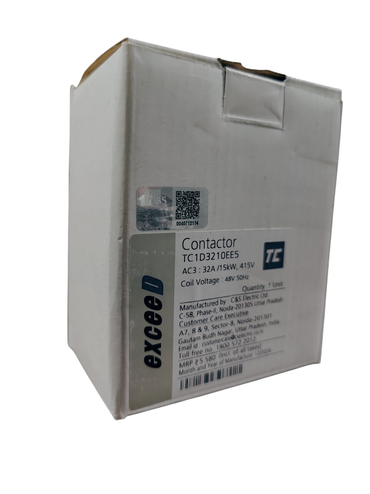 C&s Contactor Tc1d3210ee5 - 415v, 32a, 15kw | Coil Voltage: 48v, Frequency: 50hz, Single Unit For Reliable Ac Switching Applications