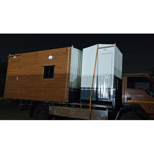 Portable Office Cabin - Color: White And Brown