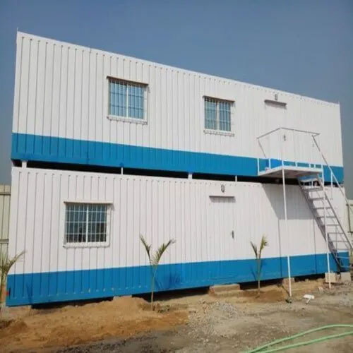 Double Decker Portable Office Cabin - Color: White And Blue