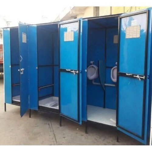 Mild Steel Prefab Toilet Cabin - Color: Blue