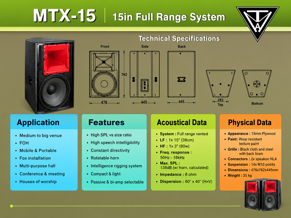 Line Array (Horizontal Mtx-15) - Color: Black