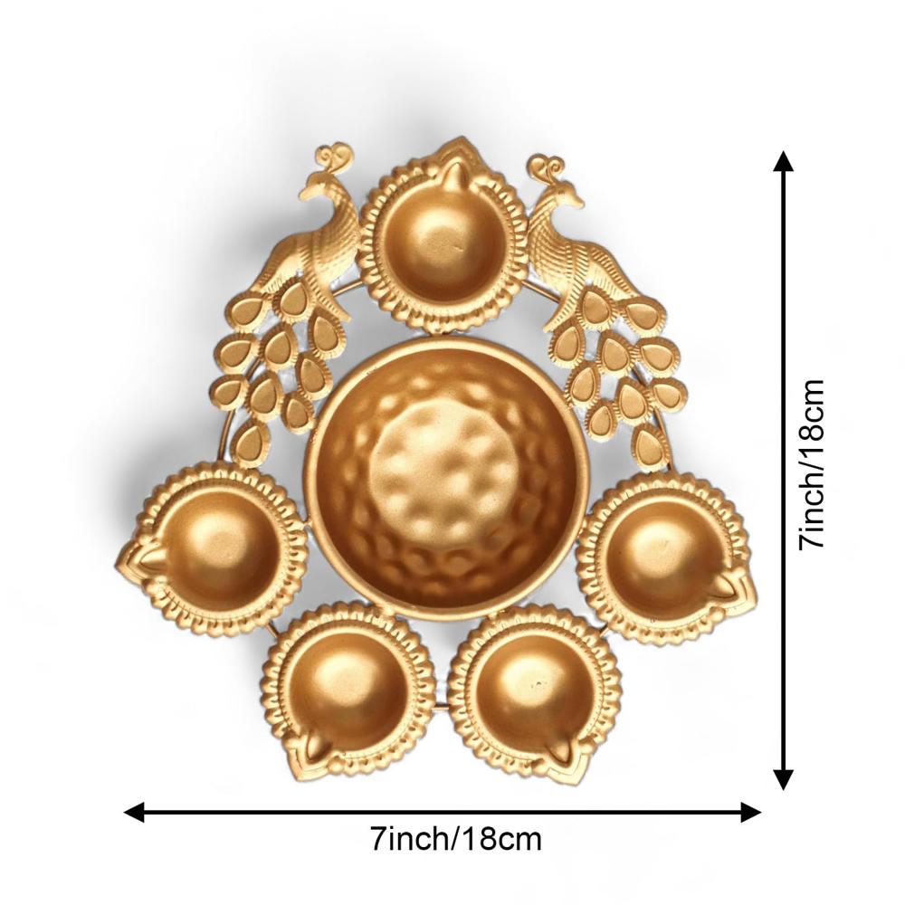 10 Inch Urli In Gold Finish Iron Table Diya - Design Type: 3