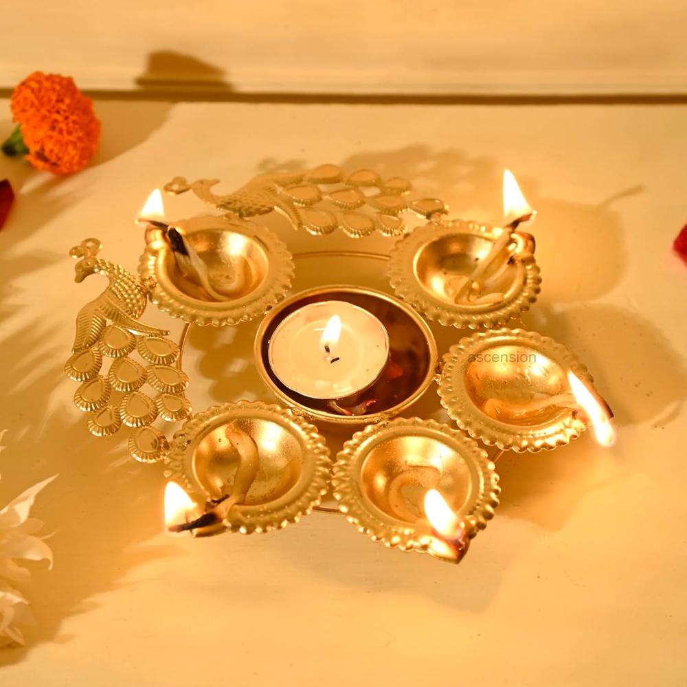 10 Inch Urli In Gold Finish Iron Table Diya - Color: Golden