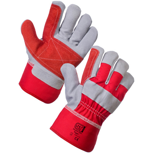 CANEDIAN RIGGERS SPLIT LEATHER DOUBLE PALM GREY/RED