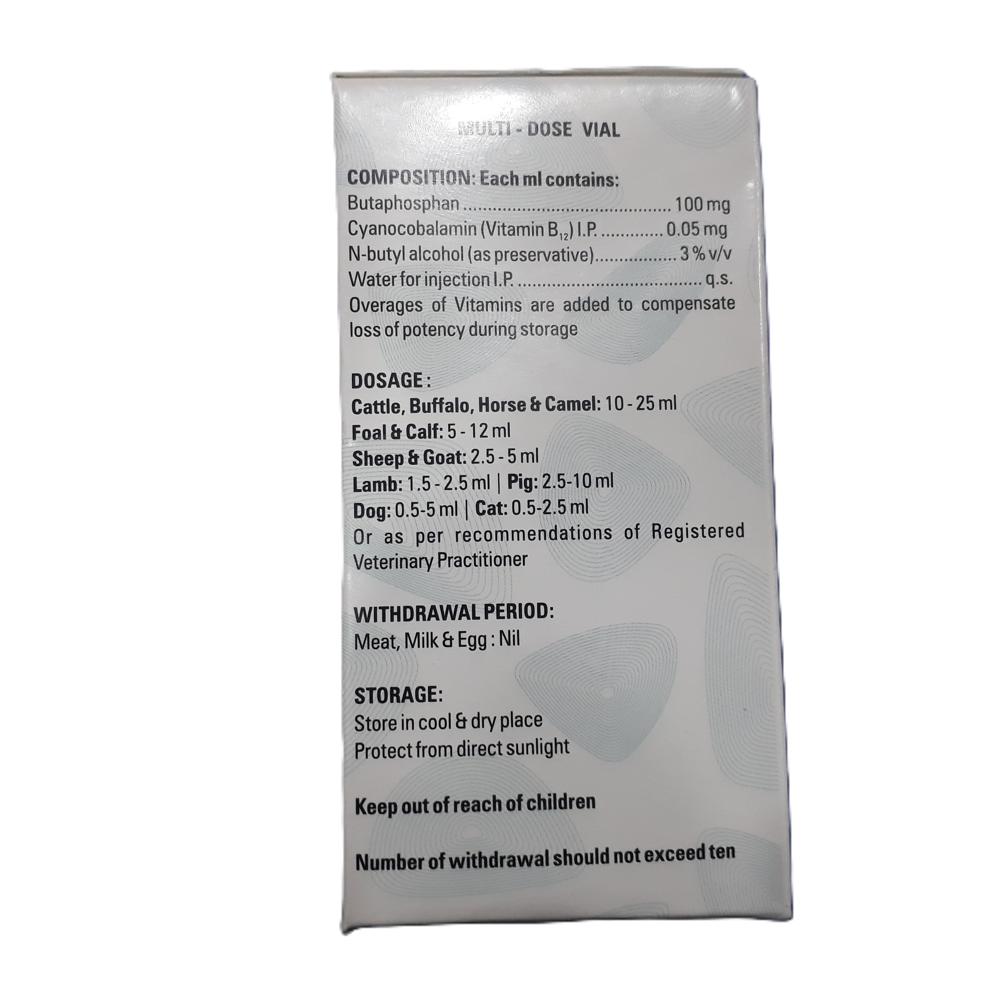 Alviphos Butophosphan & Cyanocobalamin Injection 100 Ml - Packaging Type: Box