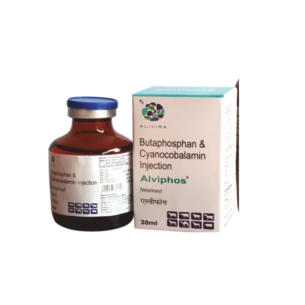 Alviphos Butaphosphan And Cyanocobalamin Injection 30 Ml - Packaging Type: Box